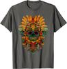 Aztekischer Maya Gott Schädel Kopfschmuck Grafik T-Shirt Herren Atmungsaktiv Kurzarm T-Shirt Lässiger Ausflug