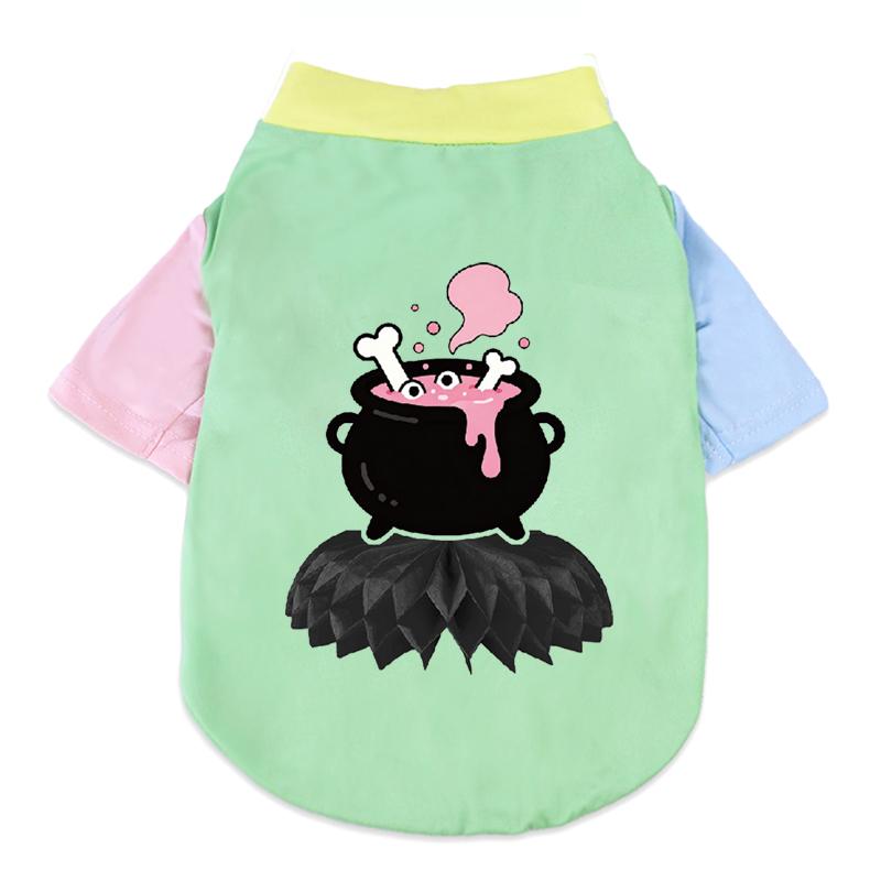 1 Pc Halloween Pet Shirts Cute Ghost Pumpkin Print T‑Shirt Cats & Dogs Costume Festival Apparel For Party Cosplay