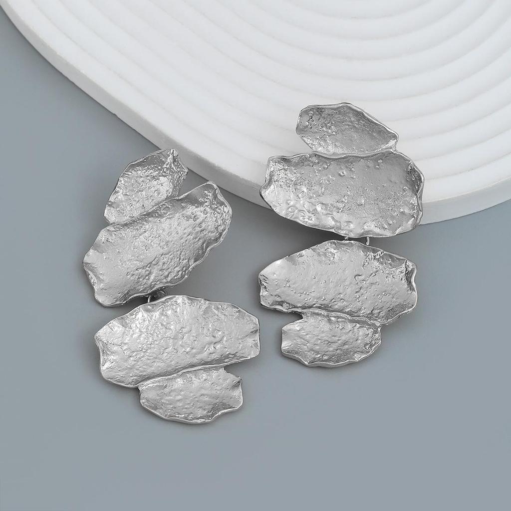 Modern Multi-Layer Geometric Metal Earrings: European & American Styles for Women