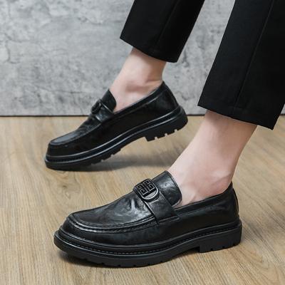 Cross-legged Leather Shoes Men's Leather Formal Business High-grade British Round Head Young Men's Casual Shoes