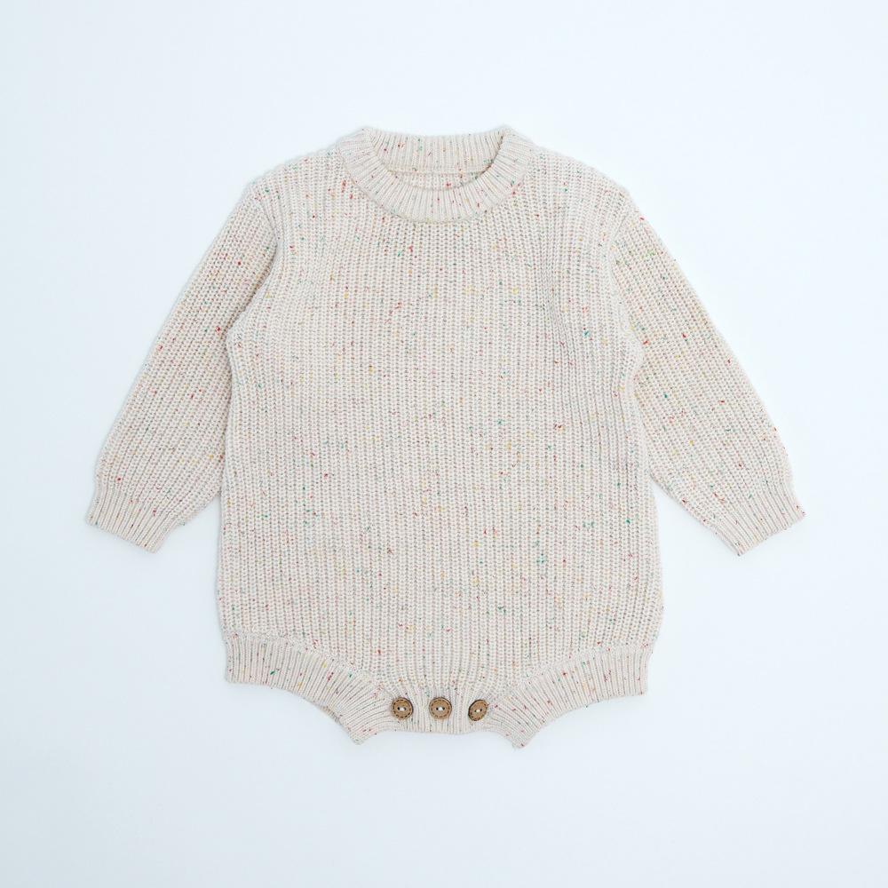 

Infant Cotton Knitted Romper - Color Dot Design for Autumn/Winter 90 cm білий/абрикосовий