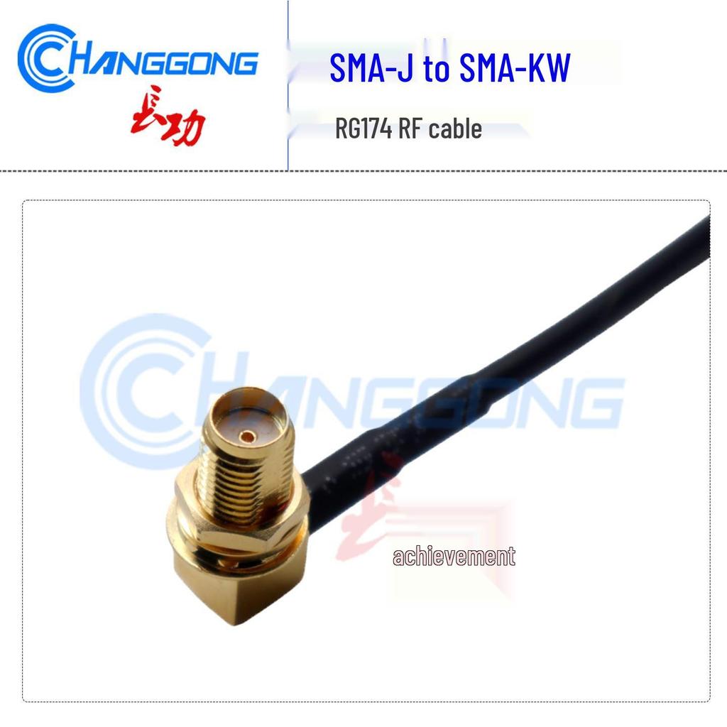 SMA-KW/SMA-J RF Flexible 50 Ohm Jumper Cable: SMA Right Angle Female to SMA Male Coaxial RG174