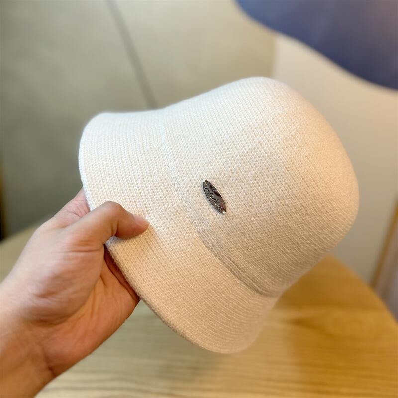Bucket Hat Women's Autumn and Winter Retro Big Eaves Round Face Warm Face Cover Basin Hat Black