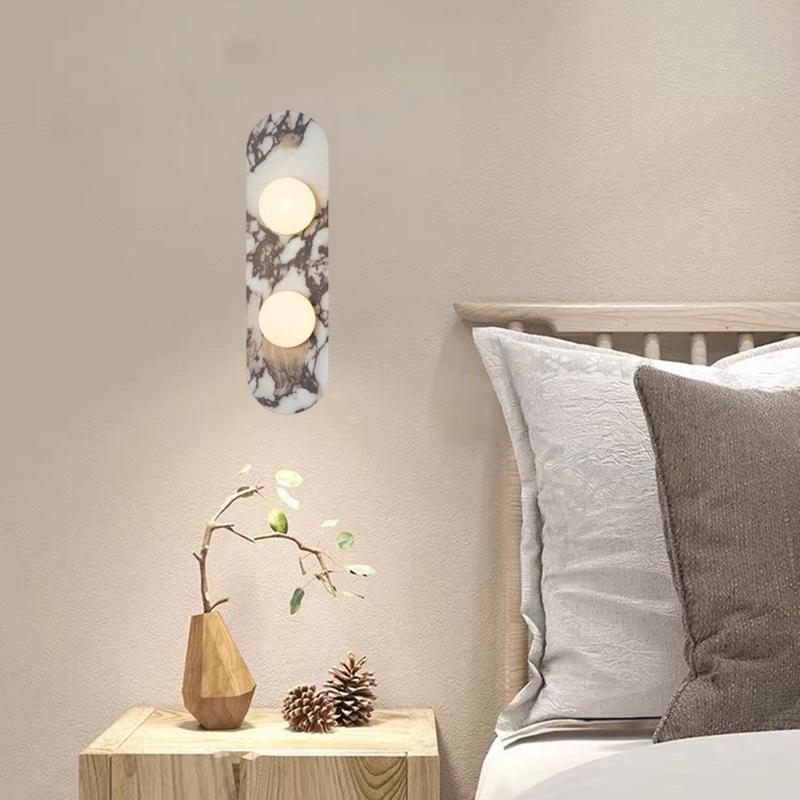 Modern Luxury White Black Natural Marble Led Wall Lamp White Glass 8cm G9 Bulb Sconce For Indoor Foyer Aisle Restaurant Bedroom