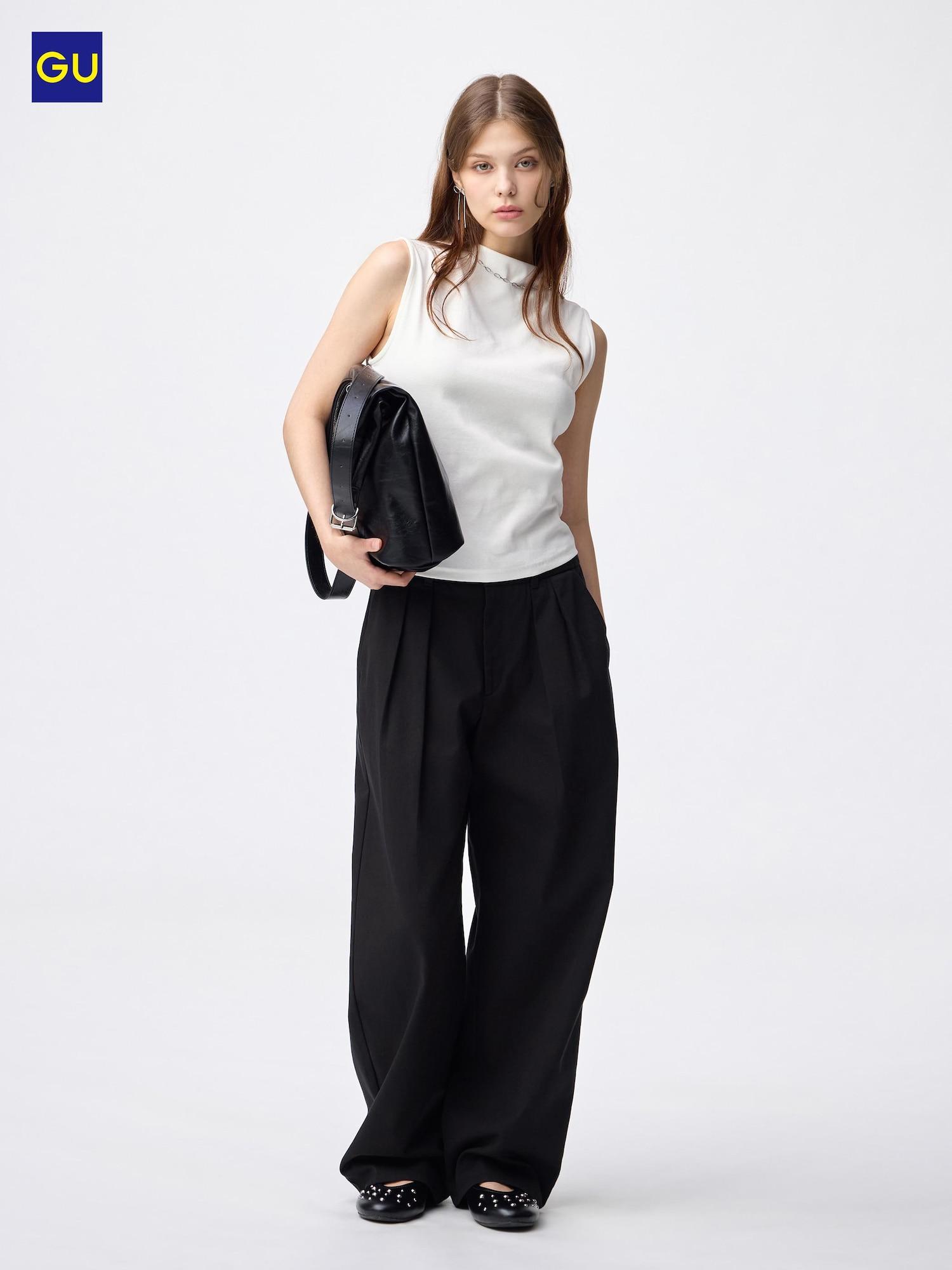 

Uniqlo Брюки чинос с широкими штанинами, плиссированные 09 BLACK/WOMEN L