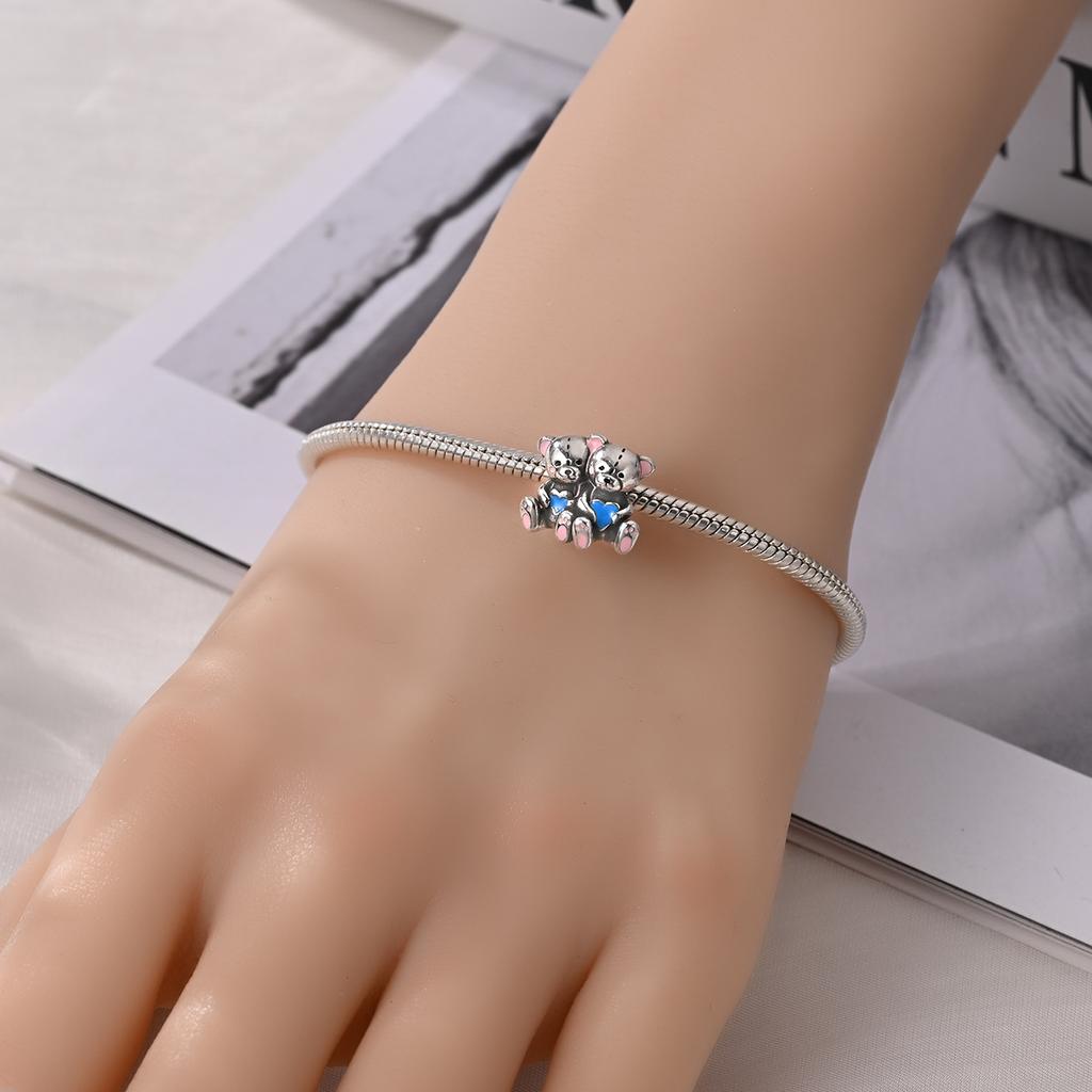925 Silver Cute Pet Bear Charm Beads DIY Jewelry Accessories Bracelet 2026