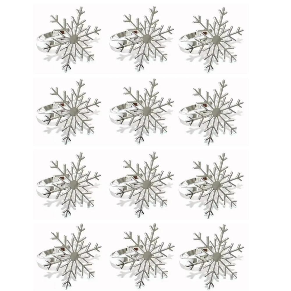 1/6/12pcs Silver/Gold Snowflake Napkin Ring Buckles Christmas Holiday Metal Napkin Holder New Year Gift Dinnig Table Decoration