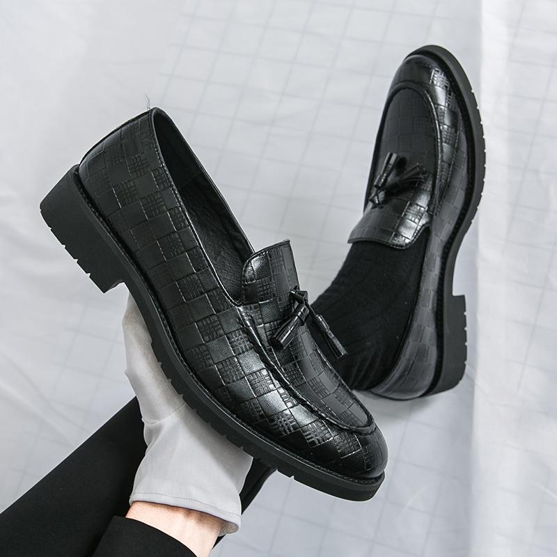 Fashion Men's Pu Leather Oxford Shoes Classic Formal Mens Loafers Business Dress Shoes for Men Comfortable Slip-On Office Wedding Shoes