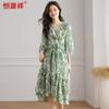 Hengyuanxiang Women's Printed V-Neck Short Sleeve Dress