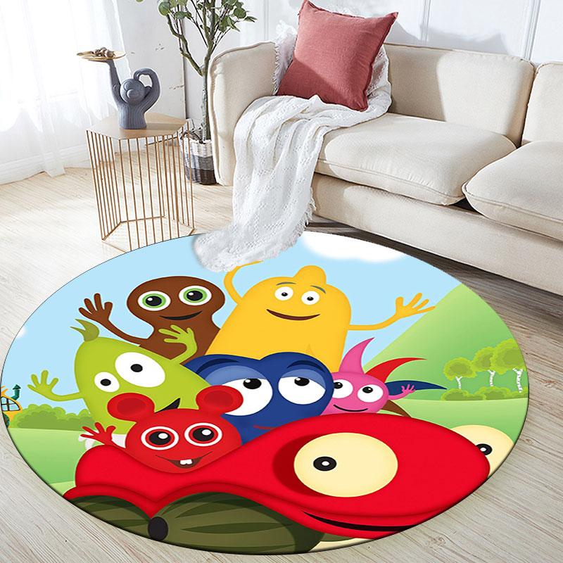 Yo Gabba Gabba!,Round Area Rug,Carpet Rug for Living Room Bedroom Sofa Playroom Decor,Non-slip Floor Mat