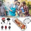 BBQ Basket Stainless Steel Rolling Grilling Basket Wire Mesh Cylinder Grill Basket Portable Round Outdoor Camping Barbecue Rack