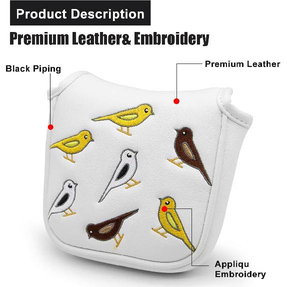 Golf Club Headcover Golf Birdie Birds Driver Fairway Wood Hybrid Wood Head Cover Golf Mallet Blade Putter Cover 3pcs 1pc for Golf Wood Club Head,