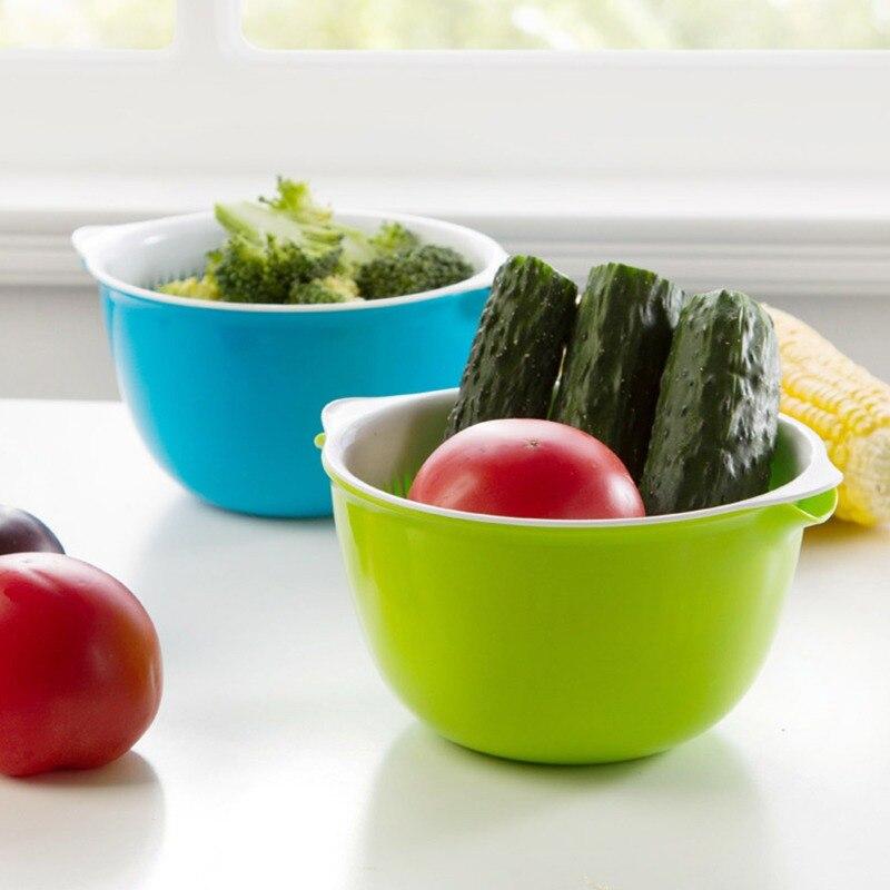 Creative Multi-Functional Double-Layer Drainage Basket, Plastic Vegetable Washing Basket, Vegetable And Fruit Drainage Storage B