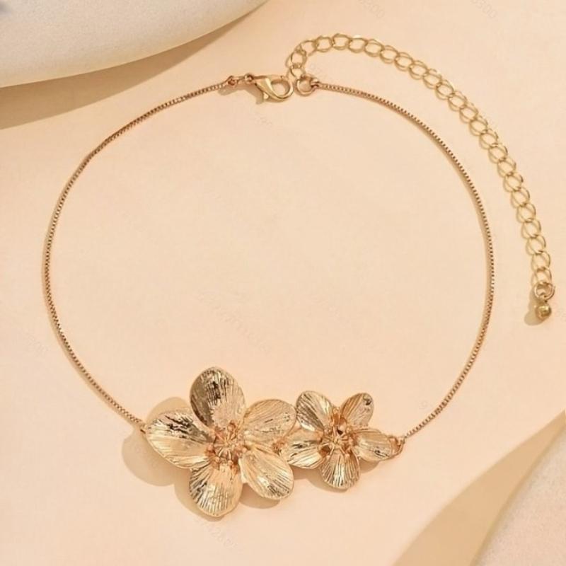 European and American Fashion Chain Flower Necklace, Women's Personalized Trendy Holiday Accessories