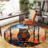 1pc Owl Forest Round Chair mat office Area Rug - Non-Slip, Floor Mat for Office, Bedroom, Ideal home decor gift p0105009