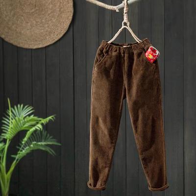 Plus Samt Verdickte Lässige Haremshose Hose Cord Herbst und Winter Literarisch Retro Schlicht Warme Hose Damen