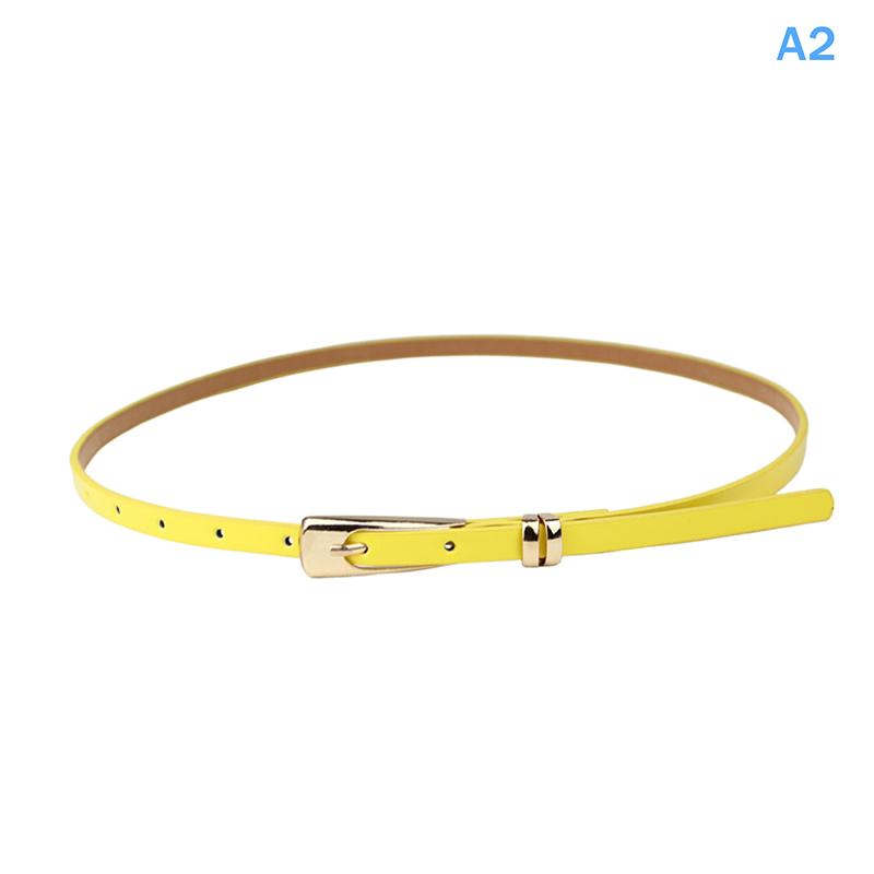 1Pc 12 Candy Colors Women'S Leather Belt Skinny Thin Dress Belt Waist Belt Waistband Dress Coat Waist Seal Jeans Belt