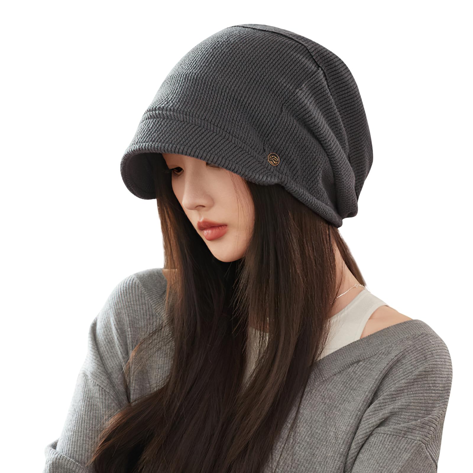 

SIVAN Knit Hat for Makes Your Face Look Classic Brim Knit Hat with a and Available in Plus Adjustable Women s Fall/Winter, Smaller. Soft, Double-Layer