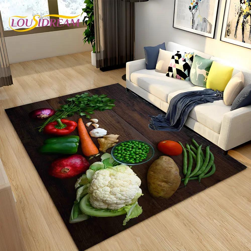 Vegetable Grains Spice Fruit Seasoning Area Rug,Carpet Rug for Living Room Bedroom Sofa Doormat Kitchen Decor,Non-slip Floor Mat