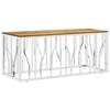 VidaXL Coffee Table Silver Stainless Steel and Solid Acacia Wood 350055