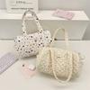 Soft Polyester Round Cylindrical Shoulder Bag With Mobile Pocket For Casual Outings