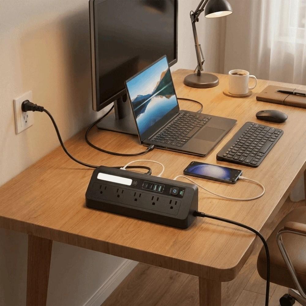 3 Color Desktop Charging Strip Touch Activated USB Charging Station  Dorm Tables