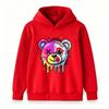 Kids Boys Girls Pullover Hoodie, Neon Dripping Split Bear Print Casual Long Sleeve Hooded Sweatshirt, Fashion Streetwear Top For Children