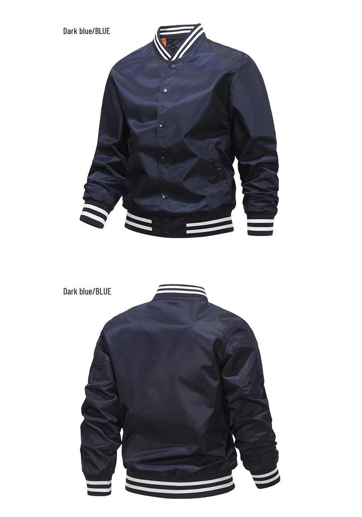 Men's Color-Blocking Baseball Pilot Jacket with Cotton Lining - Casual American-Style for Couples