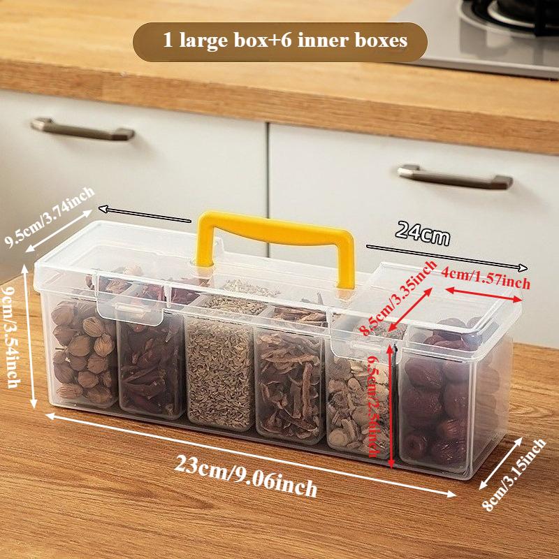 1/7pcs Plastic Spice Storage Box with Handle Kitchen Cabinet Organizer Food Grade Airtight Seasoning Container for Home Use