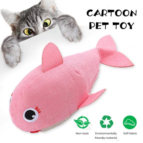 Interactive Plush Cat Toys Cartoon Shark Design with Catnip Teeth-grinding Bite Resistant Prevent Boredom Cat Toys