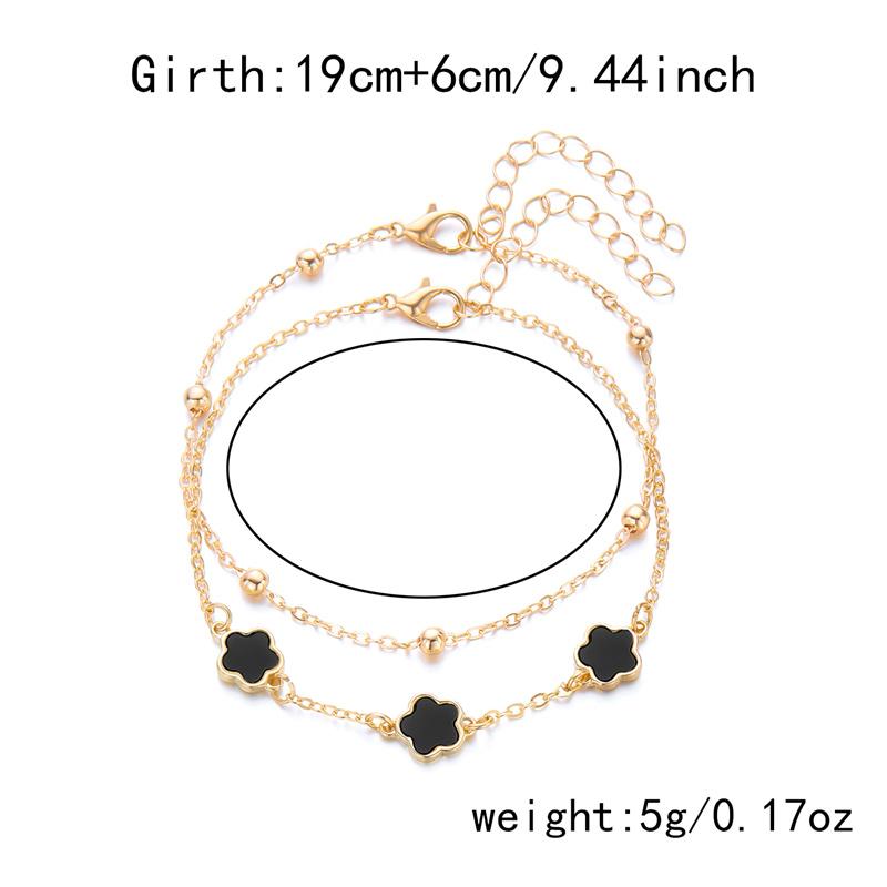 Design Sense 5 Leaf Flower Anklet for Women Lucky Flower Double Layer Chain Bracelet On The Leg Beach Barefoot Sandal Jewelry