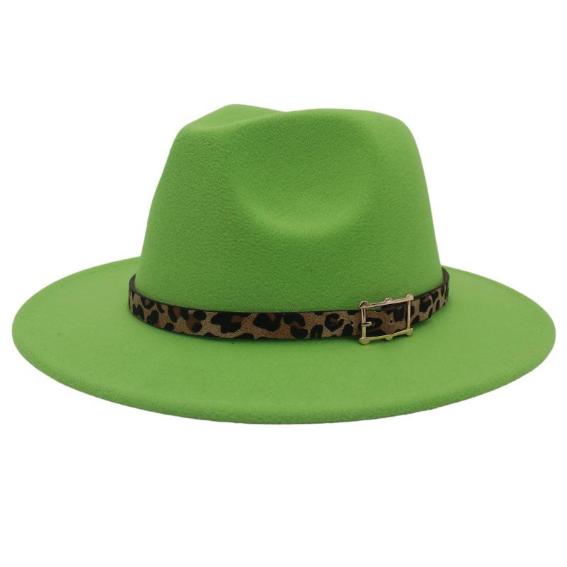 Cashmere Top Hat, Leopard Print Belt Accessories, Large Brim, Jazz Hat, Felt Hat.