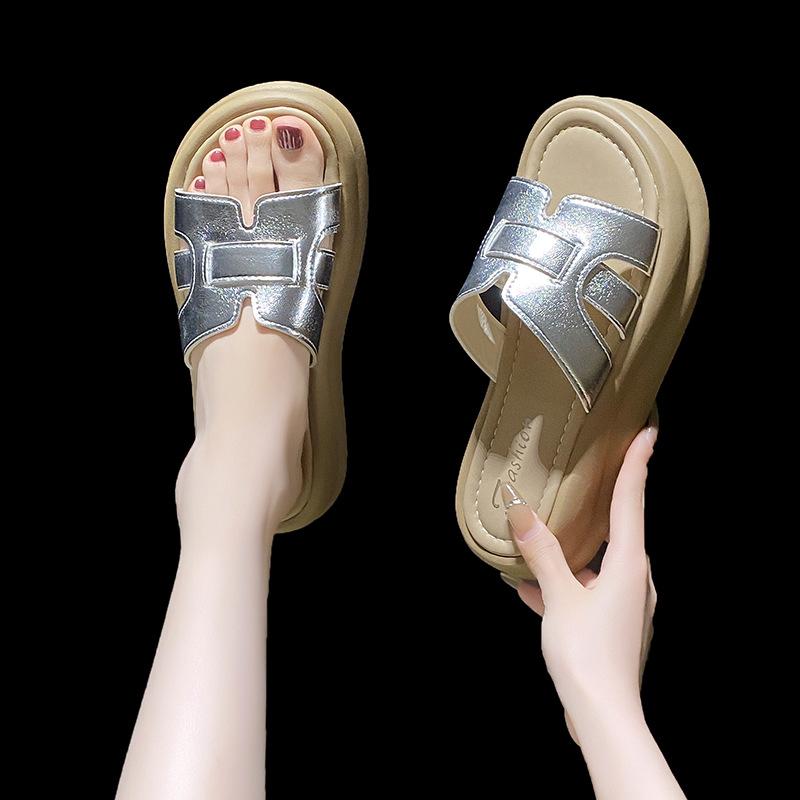 Summer outer wear thick-soled heightening casual versatile cool slippers women's fashion versatile casual slippers women