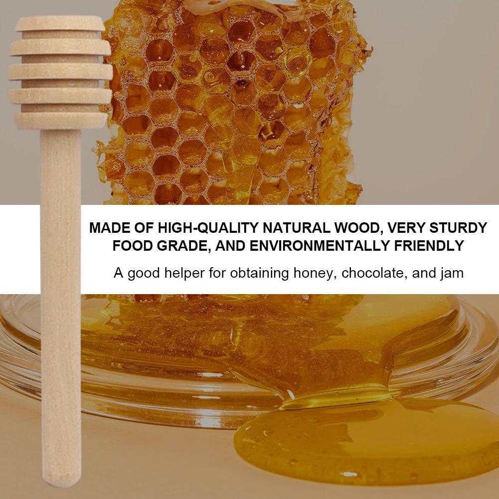 1-5Pcs Honey Dipper Stick Long Handle Wood Honey Mixer Stir Practical Bar Spoon Dispense Drizzle Honey Mixing Stick Kitchen Tool