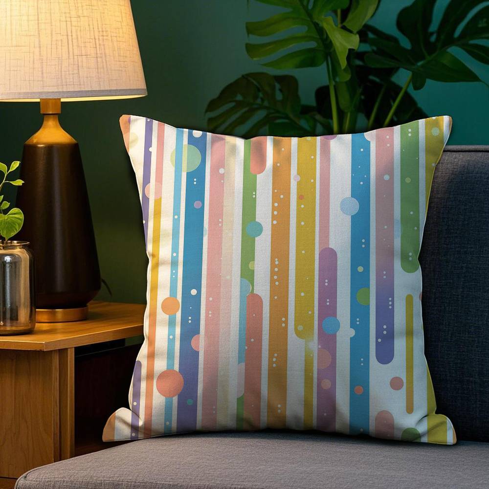 Classic Striped Pillow Case Sofa Living Room Bedroom Double-sided Printing Square Cushion Nap Time Pillow Case