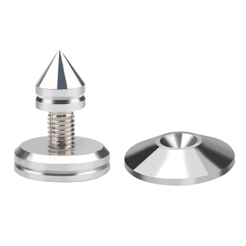 1Set Silver Metal Speaker Spikes Insulation Feet Enhances Sound In HiFi Systems Auditory Isolation Padsr
