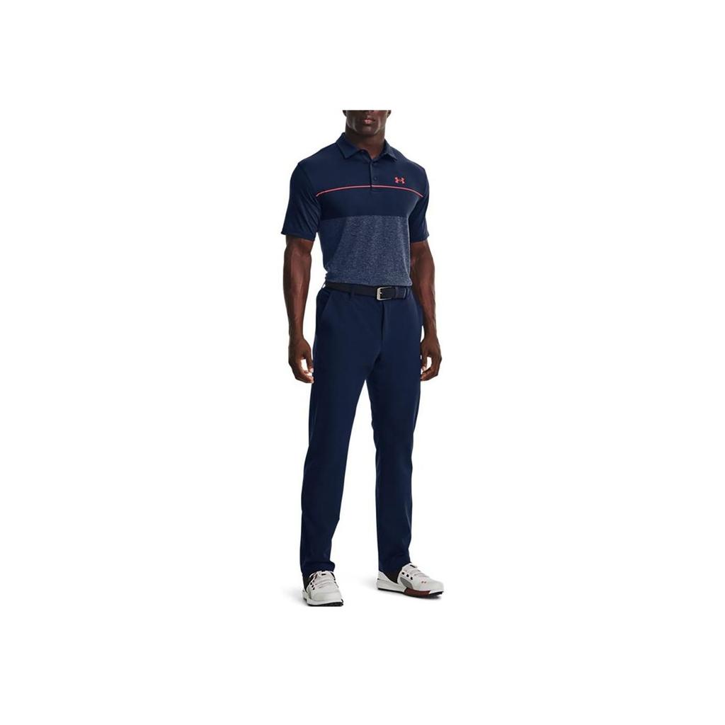 Under Armour Color Block Brand Logo Printed Golf Polo Shirt Men Polo Shirts Navy 1327037-473