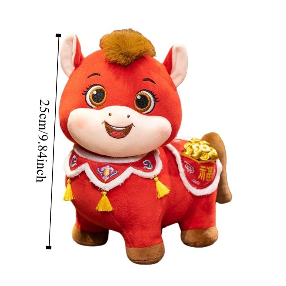 Soft Plush Horse Plush Doll Chinese Style Chinese Stuffed Horse Doll  Chinese New Year Gift