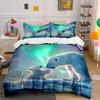 Polar Bears with Northern Lights Bedding Duvet Cover Set  (1*Duvet Cover 2*Pillowcases, Without Duvet Insert)