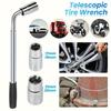Universal Heavy Duty Lug Wrench Household Wheel Wrench with 17-19/21-23mm Sockets for Tire Changing Tool