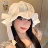Bow Small Flower Bucket Hat Women's Summer Versatile Face Small Cloud Hat Big Head Circumference Hat