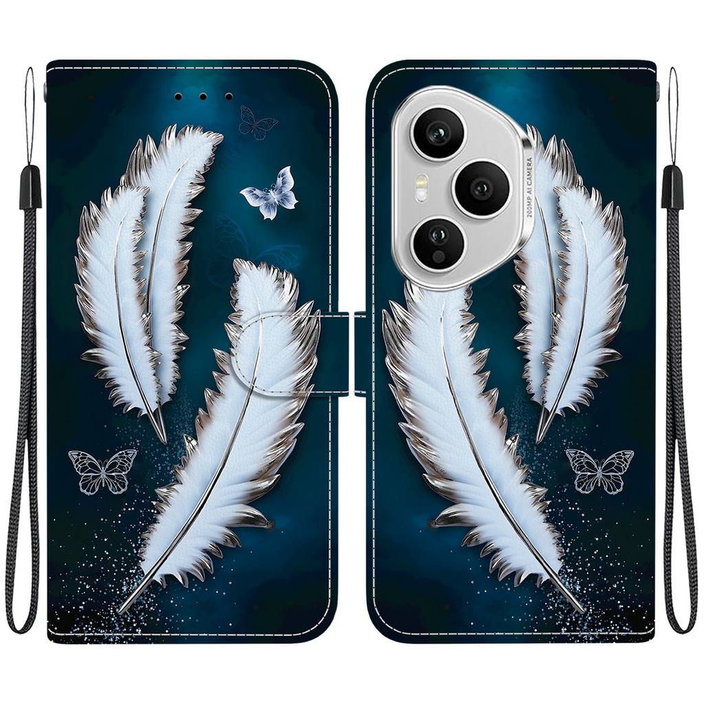 For Honor 400 Pro 5G (Global) Case Pattern Printing Leather Flip Wallet Phone Cover with Lanyard