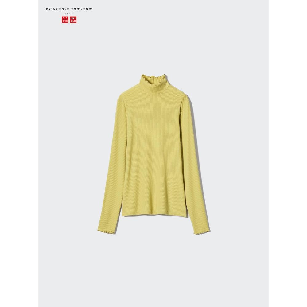 Uniqlo ExTra Warm HeaTTech Cashmere Blend Ribbed Mock Neck T shirT