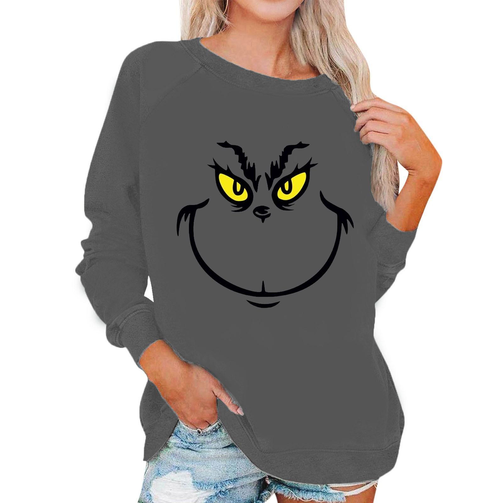 

Long Sleeve Blouses For Women Casual O-Neck Shirt Print Blouse Tops Loose Fit Fall XXL