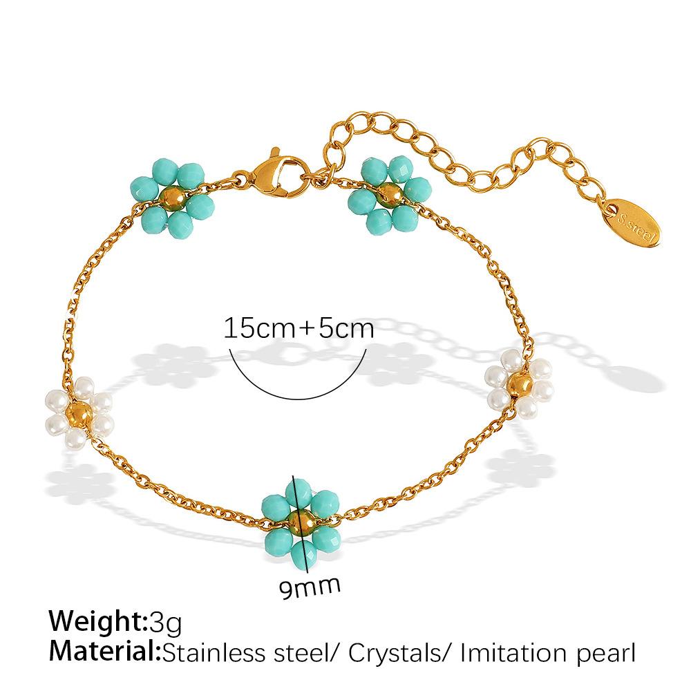 Diy Jewelry Crystal Necklace Summer Cute Colored Crystal Woven Flower Handmade Chain Jewelry Woman