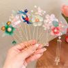 Ancient Style Peach Blossom Hairpin Vintage Chinese Headwear Pendant Hair Stick  Gift