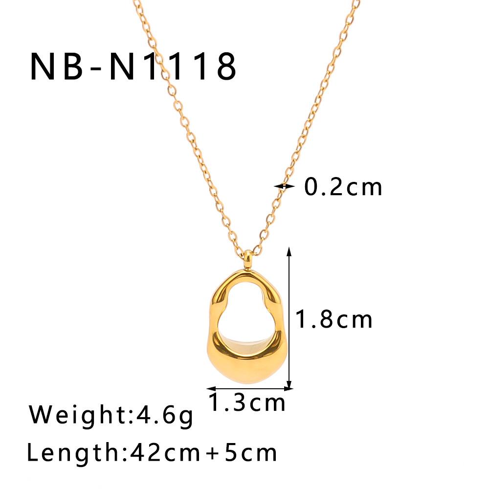 Stainless Steel Geometric Hollow Waterdrop Necklace For Women Link Beads Chain Choker 45cm