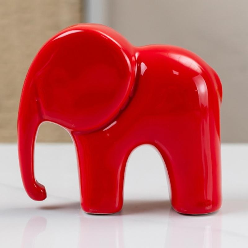 Ceramic Elephant Figurine Elephant Statues Animal Sculptures Collectibles Table Ornament for Home Office Decorations