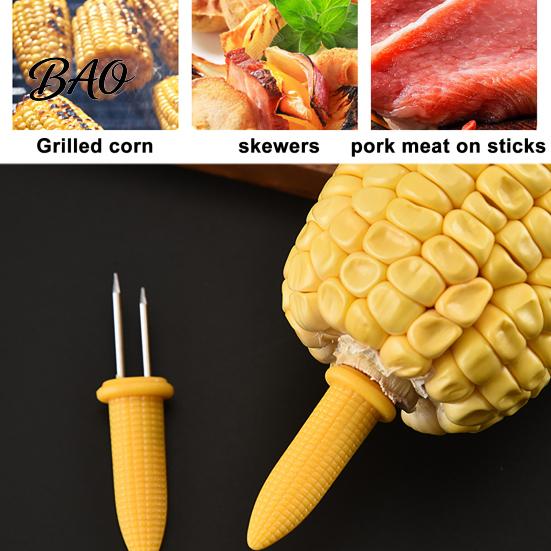 Stainless Steel Corn Holders Holders, Heat Resistant Shaped Handles, Double Barbecue Utensils for Needle Skewers Set Outdoor Camping And Home