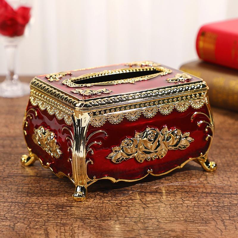 Facial Tissue Holder Embossed Rose Plastic Tissue Box Cover Tissue Dispenser for Living Room Home Household Kitchen Countertop